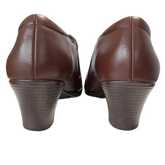 Easy Spirit “Eloize” Brown Leather Stacked Heels Size 8 Medium - Picture 6 of 14